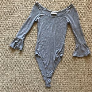 Grey ribbed body suit